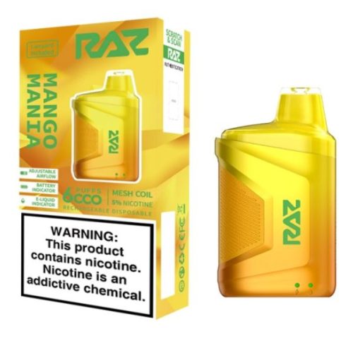 RAZ CA6000 Disposable | 6000 Puffs | 10mL | 50mg Mango Mania with Packaging