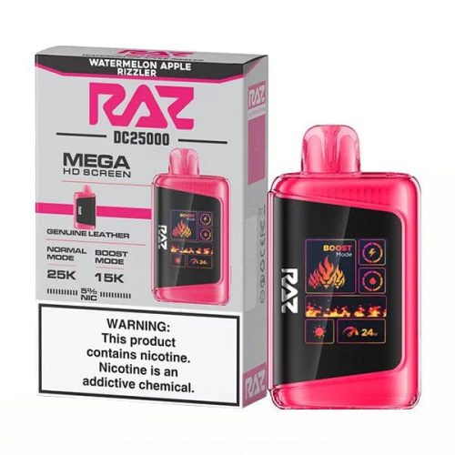 RAZ DC25000 Disposable 25000 Puffs 16mL 50mg watermelon apple rizzler with packaging