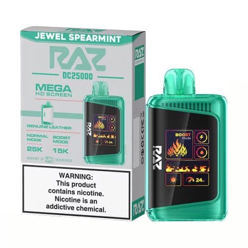 RAZ DC25000 Disposable 25000 Puffs 16mL 50mg jewel spearmint with packaging