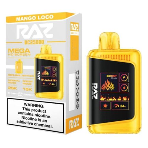 RAZ DC25000 Disposable 25000 Puffs 16mL 50mg mango loco with packaging