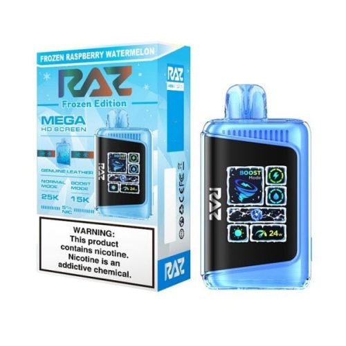 RAZ DC25000 Disposable 25000 Puffs 16mL 50mg frozen raspberry watermelon with packaging