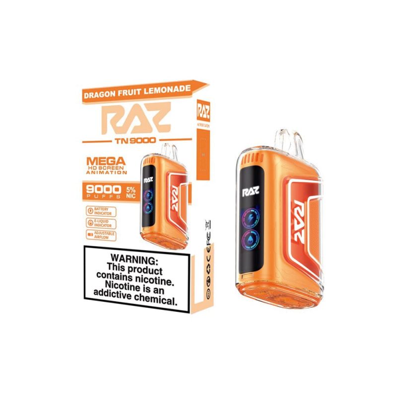 RAZ TN9000 Disposable 9000 Puffs 12mL 50mg dragonfruit lemonade with packaging