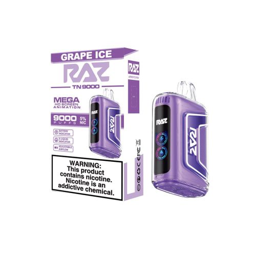 RAZ TN9000 Disposable 9000 Puffs 12mL 50mg grape ice with packaging