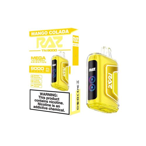 RAZ TN9000 Disposable 9000 Puffs 12mL 50mg mango colada with packaging