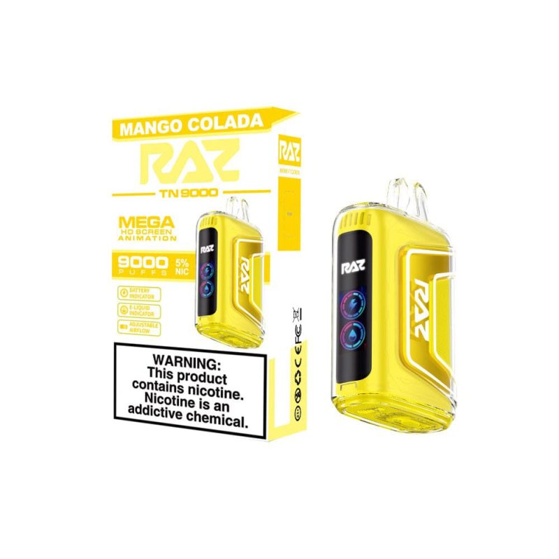 RAZ TN9000 Disposable 9000 Puffs 12mL 50mg mango colada with packaging