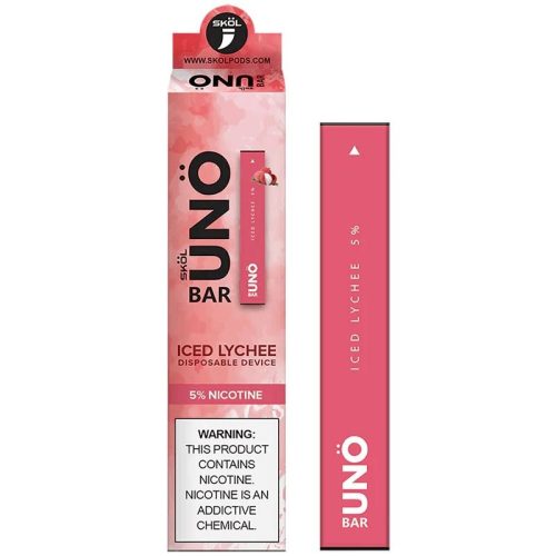 SKOL | UNO Bar Disposable 5% Nicotine (Individual) iced lychee with packaging