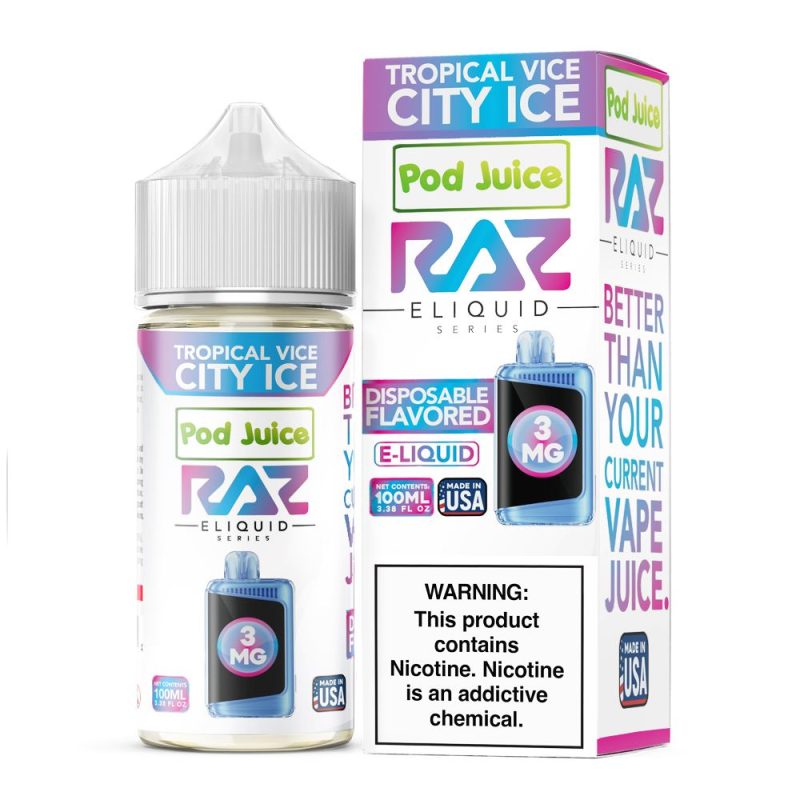 Tropical Vice City Ice | Pod Juice x RAZ | 100mL | Bottle with Packaging