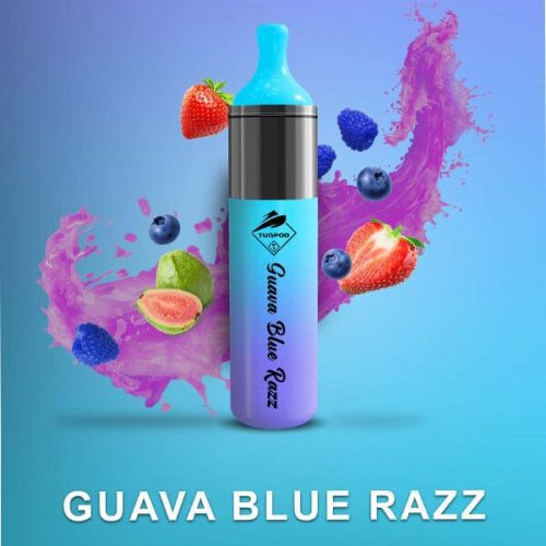 Tugpod EVO Disposable 4500 Puffs 10mL 50mg guava blue razz with background