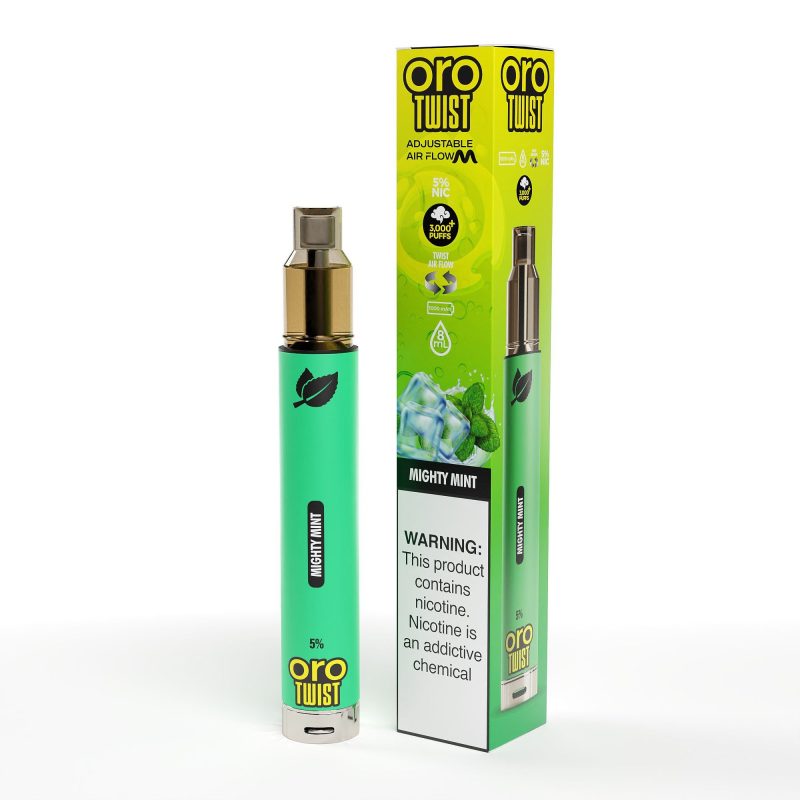 Twist Oro Flow Disposable 3000 Puffs - Individual mighty mint with packaging