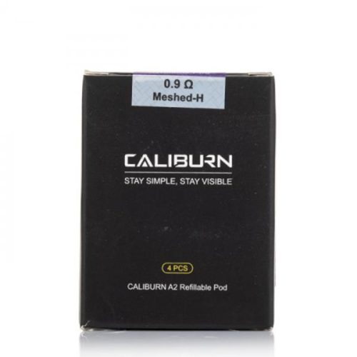 Uwell Caliburn A2 Replacement Pods 4-Pack Fecral Un2 Meshed 0.9ohm packaging