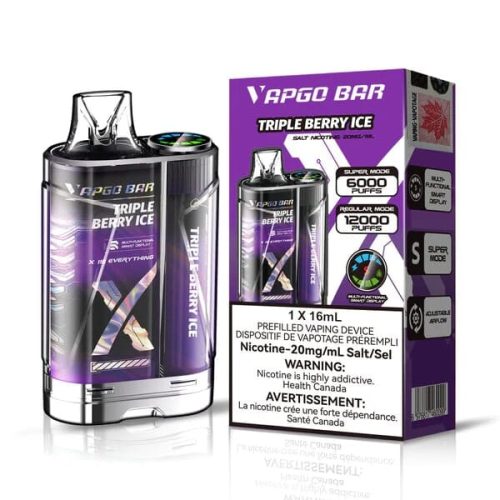 VAPGO Bar X 12K Disposable triple berry ice with packaging