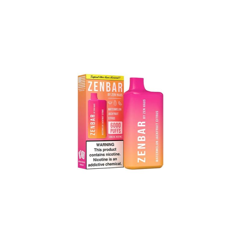 Zen Bar Disposable 6000 Puffs 13mL 50mg - Watermelon Jackfruit Citrus with Packaging