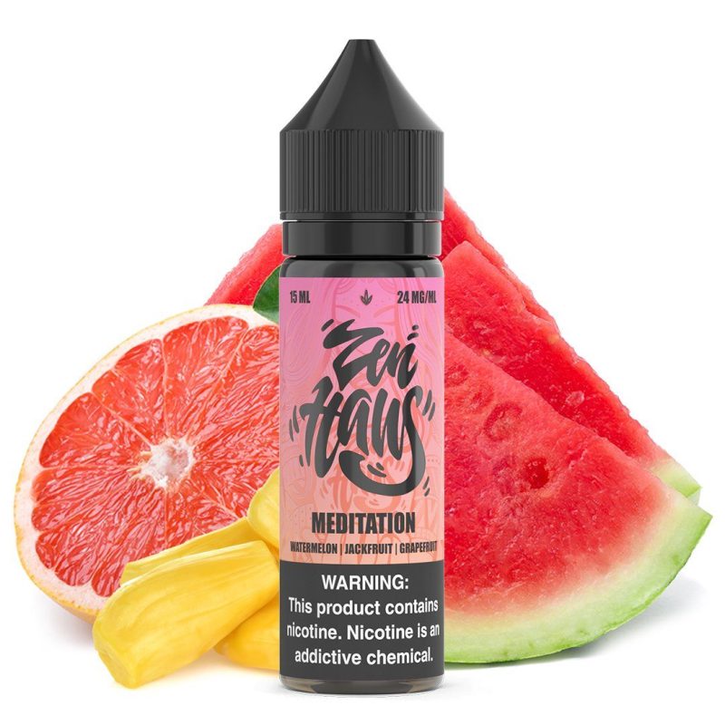 Meditation by ZEN HAUS SALTS E-Liquid 15ml bottle with background